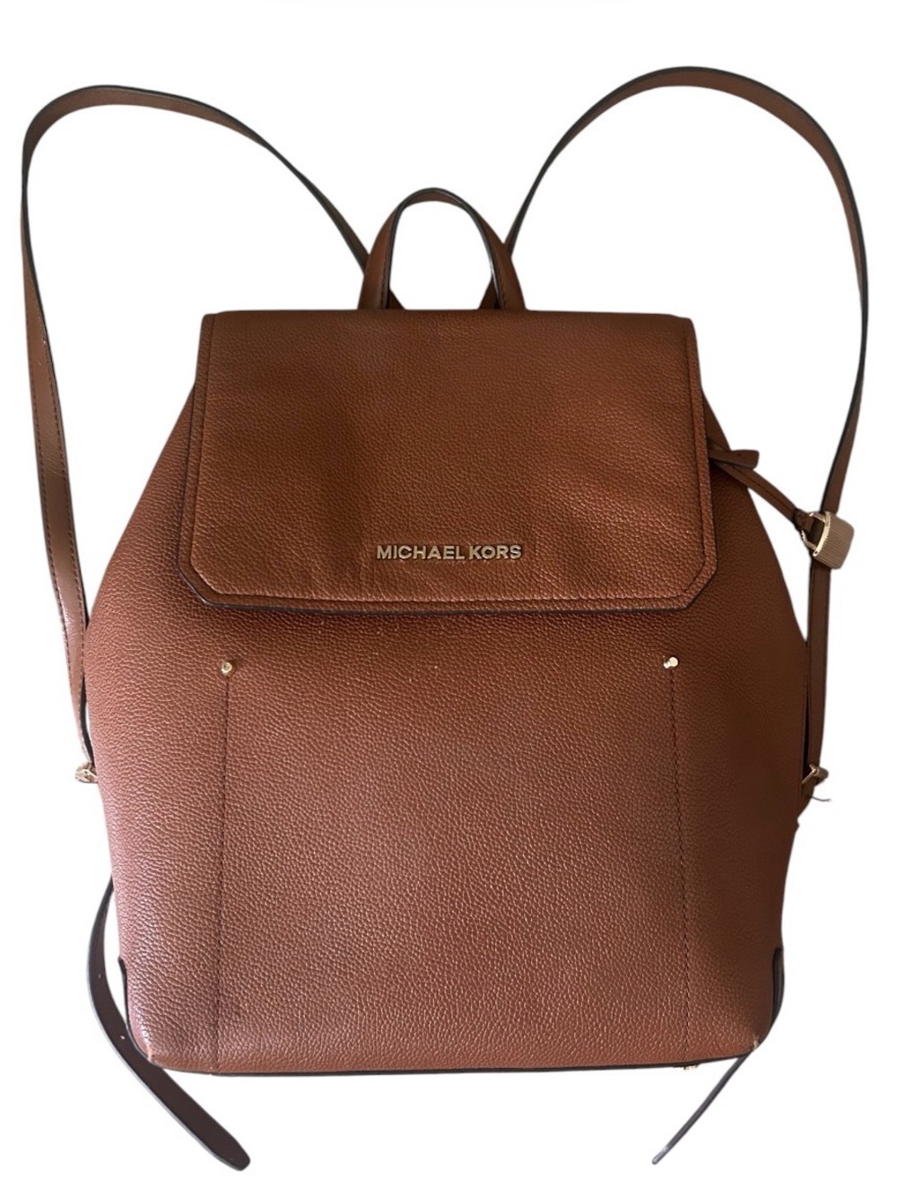 Michael Kors Hayes Medium Leather Backpack Brown Cognac Purse